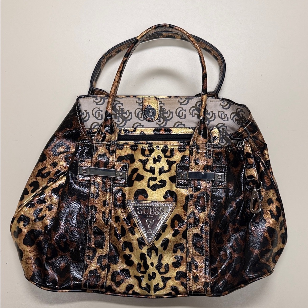 Guess Animal Print Tote Bag - Brown and Gold